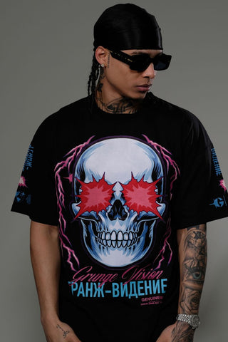 Men Black Grunge vision tshirt