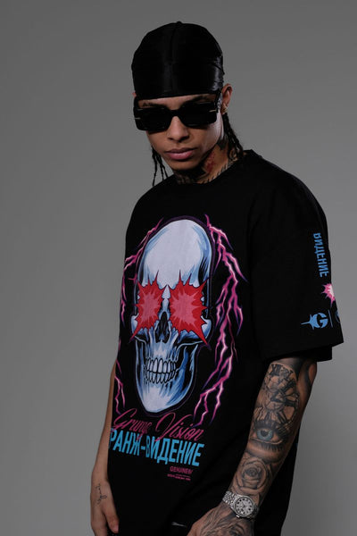 Men Black Grunge vision tshirt