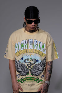 Men Light Yellow Amazing rock tshirt