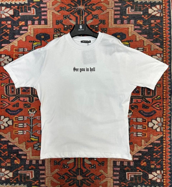 MEN WHITE SEE YOU IN HELL TEE