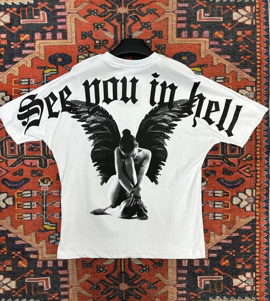MEN WHITE SEE YOU IN HELL TEE