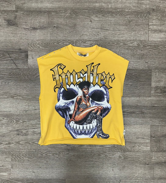 MEN POPCORN "BORN HUSTLER" F-TERRY MUSCLE TEE