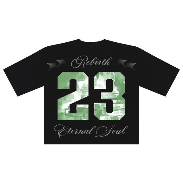 MEN BLACK REBIRTH OVERSIZED CROP TEE