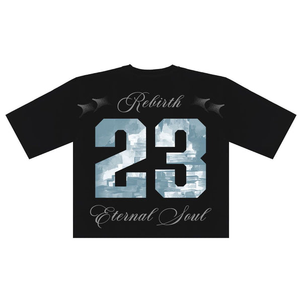 MEN BLACK ETERNAL SOUL OVERSIZED CROP TEE