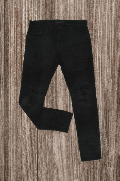 Men Jet Black Double Whisker Jeans