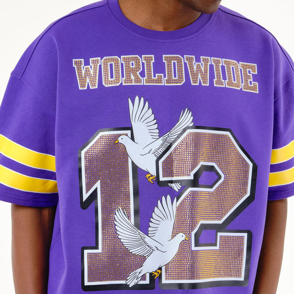 Men Purple World Wide Rhinestone Jersey