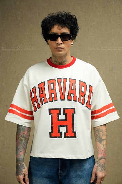 MEN WHITE HARVARD VERITAS CROP TOP