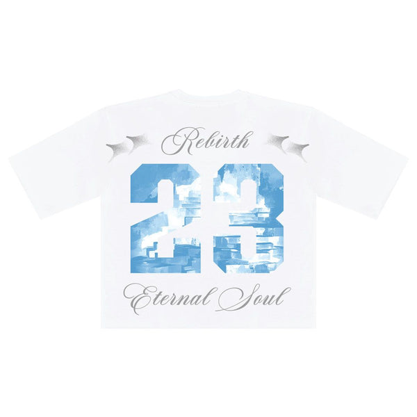MEN WHITE REBIRTH OVERSIZED CROP TEE