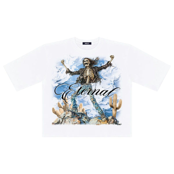 MEN WHITE REBIRTH OVERSIZED CROP TEE
