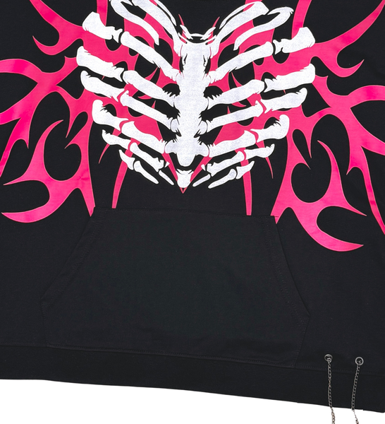 Men Black/ pink Xray short sleeve Crop hoodie