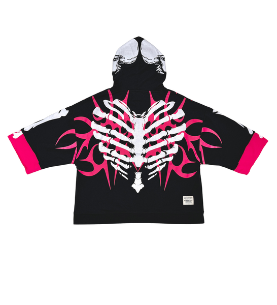 Men Black/ pink Xray short sleeve Crop hoodie