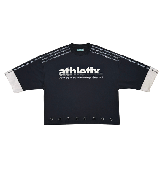 Men Black/ Grey Athletix short sleeve Crop Crew