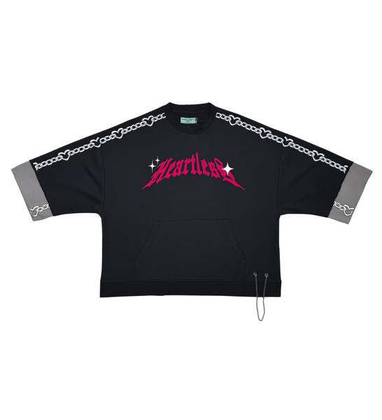 Men Black/ pink Heartless short sleeve Crop Crewneck