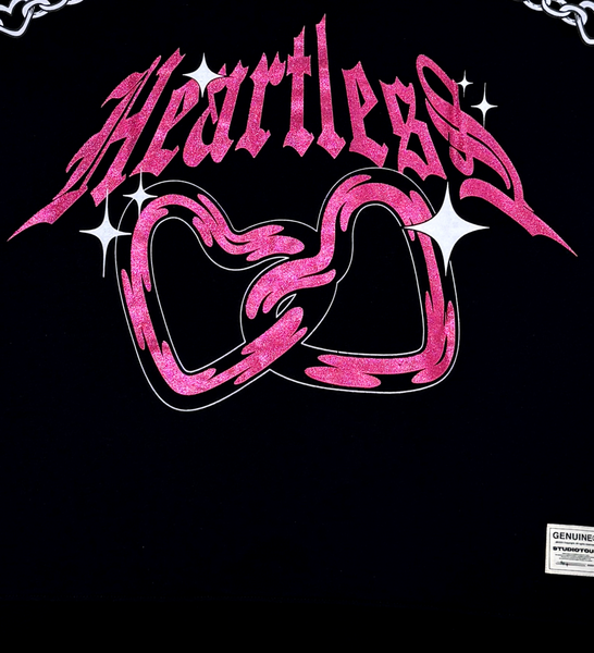 Men Black/ pink Heartless short sleeve Crop Crewneck
