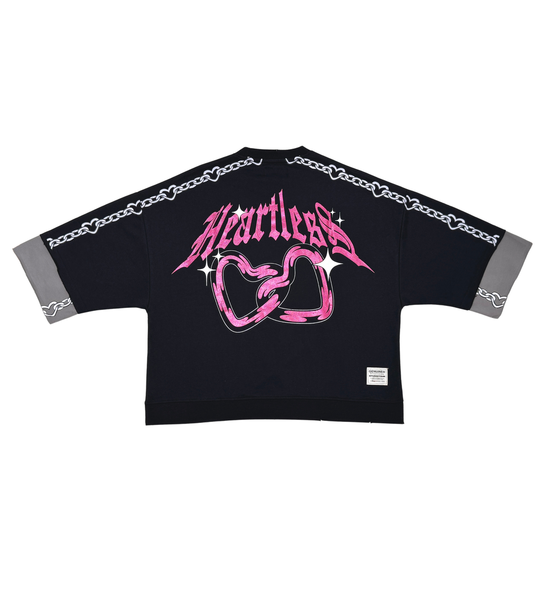 Men Black/ pink Heartless short sleeve Crop Crewneck