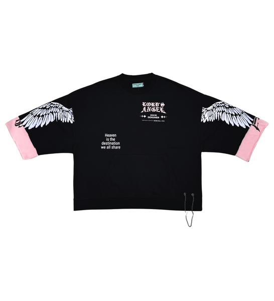 Men Black/ pink Lord's angel Crop Tee