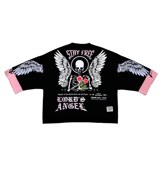 Men Black/ pink Lord's angel Crop Tee