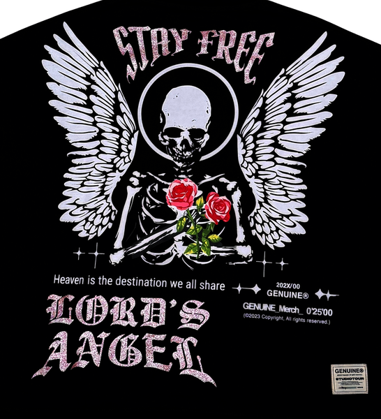 Men Black/ pink Lord's angel Crop Tee