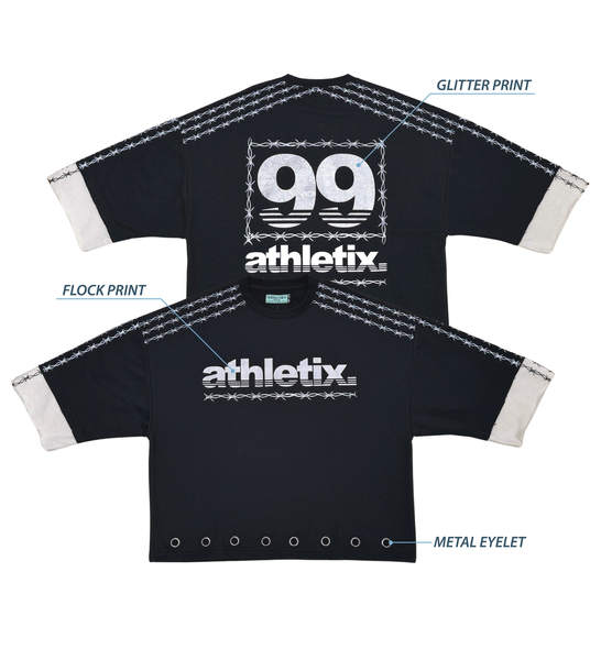 Men Black/ Grey Athletix short sleeve Crop Crew