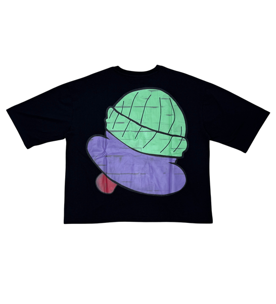 Men Black Dazed short sleeve Rhinestone Crop Tee