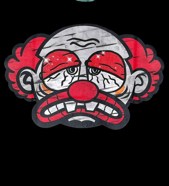 Men Black Sad clown short sleeve Rhinestone Crop Tee
