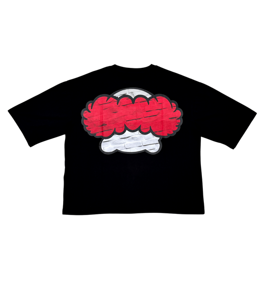 Men Black Sad clown short sleeve Rhinestone Crop Tee
