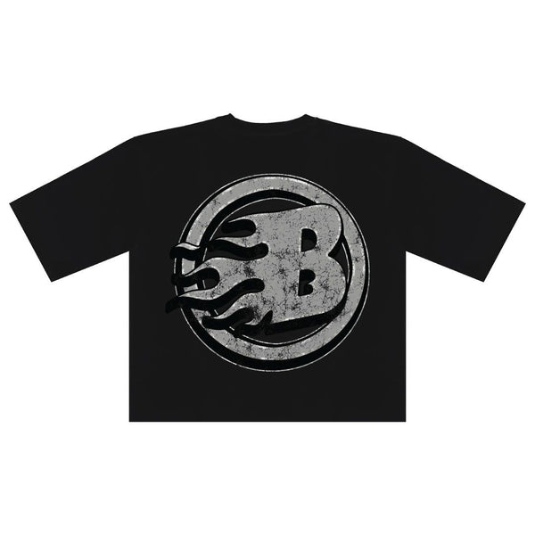 MEN BLACK SAINT OVERSIZED CROP TEE