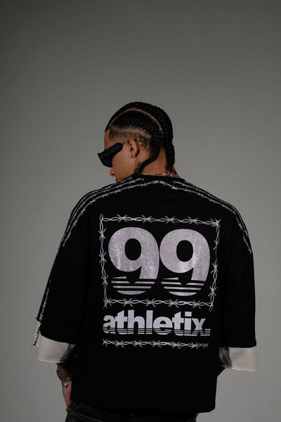 Men Black/ Grey Athletix short sleeve Crop Crew