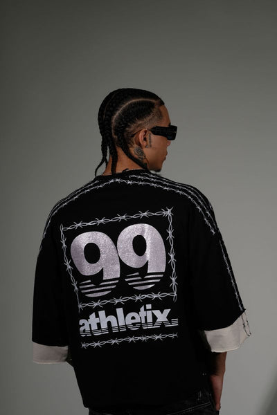 Men Black/ Grey Athletix short sleeve Crop Crew