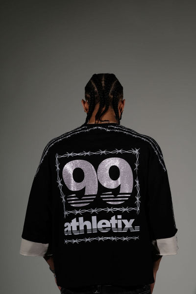 Men Black/ Grey Athletix short sleeve Crop Crew