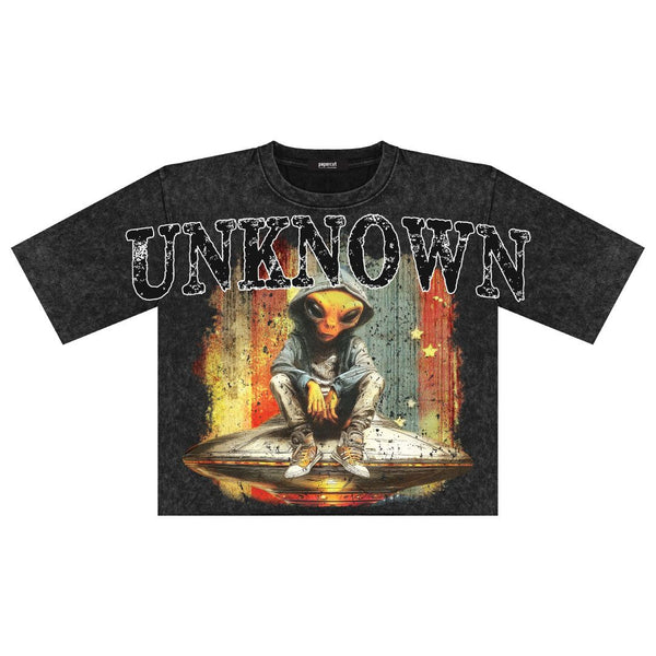 MEN ACID BLACK UNKNOWN DIGITAL OVERSIZED CROP TEE