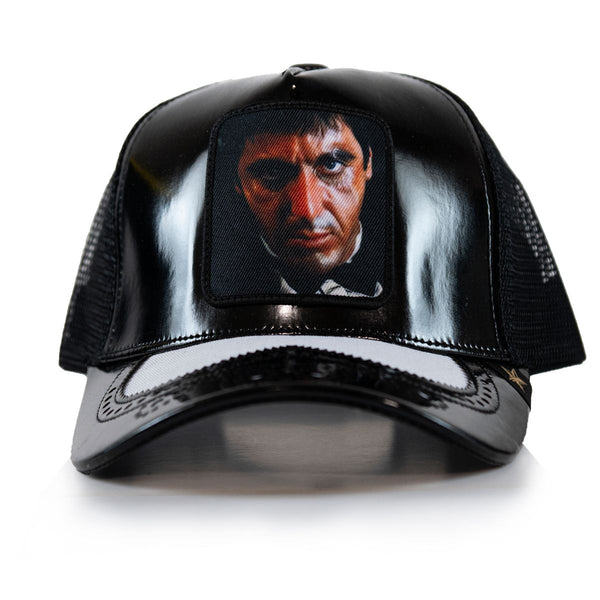 Unisex Black & White Gold star SCAR FACE trucker
