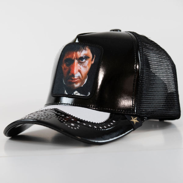 Unisex Black & White Gold star SCAR FACE trucker