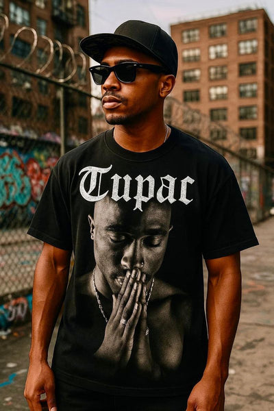 MEN BLACK TUPAC BACK LIFE RHINESTONE CROP TOP