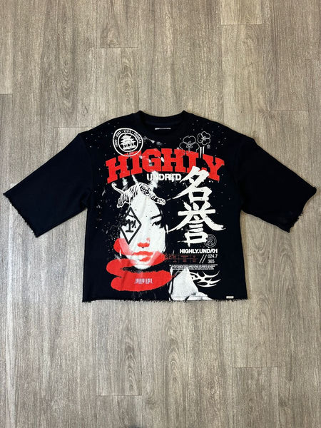 MEN BLACK INFINITE POSSIBILITY STUDDED CROP TEE