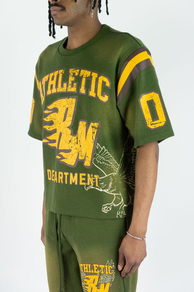 MEN OLIVE FLAMING REBEL MIND JERSEY
