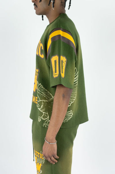 MEN OLIVE FLAMING REBEL MIND JERSEY