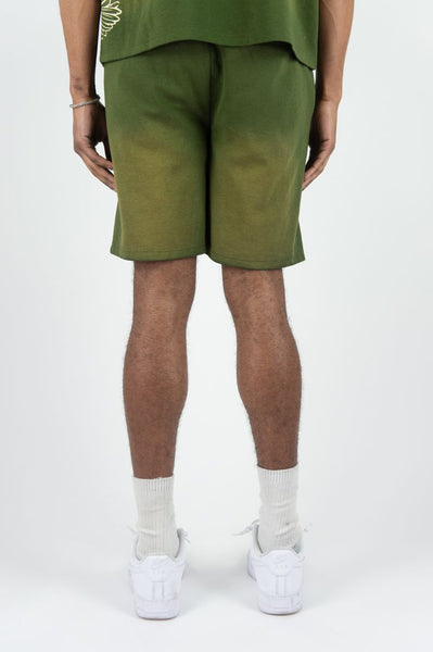 MEN OLIVE FLAMING REBEL MIND SHORTS