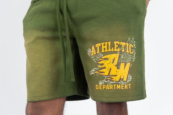 MEN OLIVE FLAMING REBEL MIND SHORTS