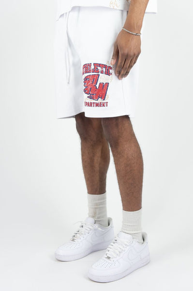 MEN WHITE FLAMING REBEL MINDS SHORTS