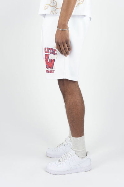 MEN WHITE FLAMING REBEL MINDS SHORTS