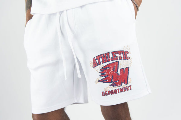 MEN WHITE FLAMING REBEL MINDS SHORTS