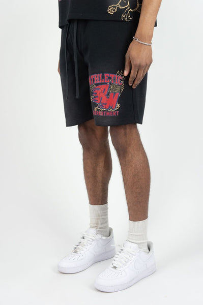 MEN BLACK FLAMING REBEL MINDS SHORTS
