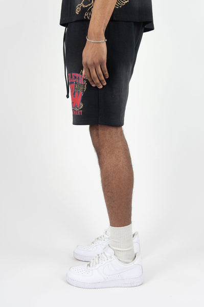 MEN BLACK FLAMING REBEL MINDS SHORTS