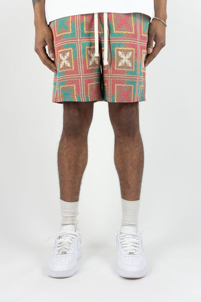 MEN WHITE/PINK BUILT TO HUSTLE TAPESTRY SHORT