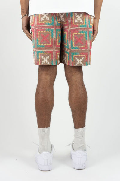 MEN WHITE/PINK BUILT TO HUSTLE TAPESTRY SHORT