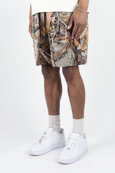 MEN REBEL MINDS HUNTING CAMO PARADISE TAPESTRY SHORTS