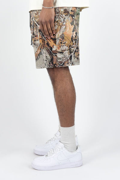 MEN REBEL MINDS HUNTING CAMO PARADISE TAPESTRY SHORTS