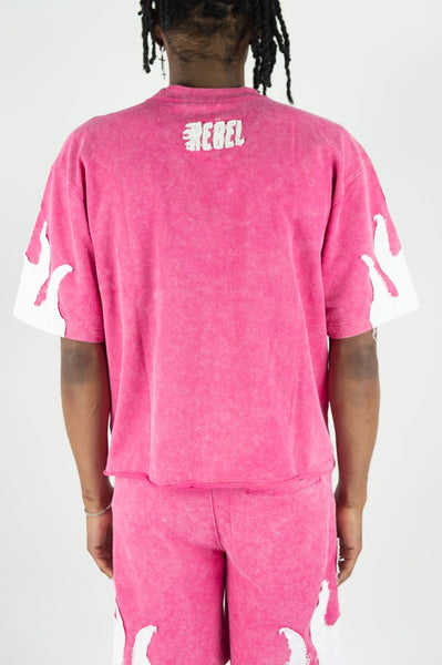 MEN PINK/ WHITE REBEL FLAME TEE