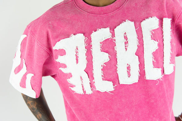 MEN PINK/ WHITE REBEL FLAME TEE